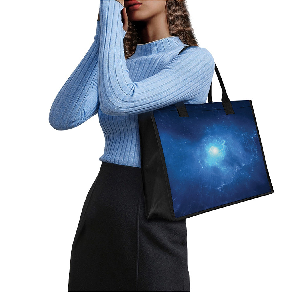 Light Blue Space Print Canvas Tote Bag