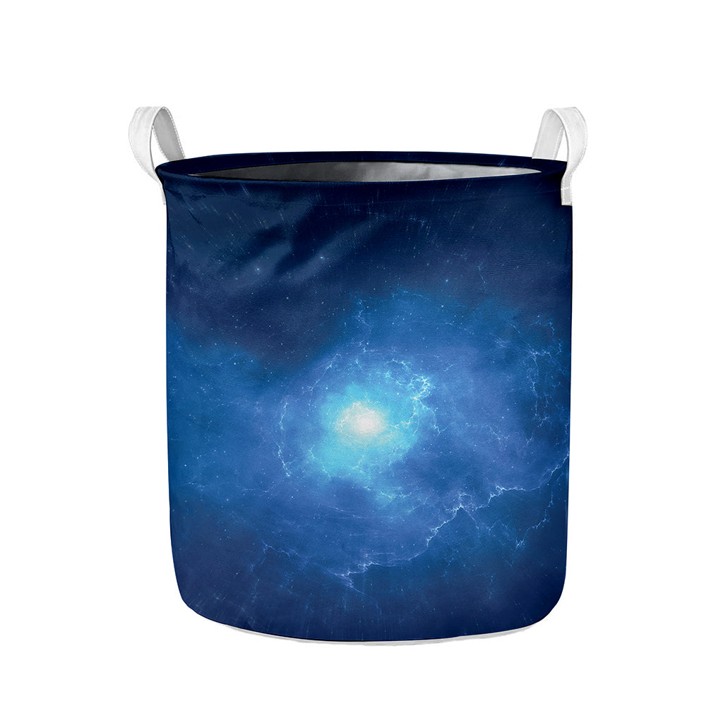 Light Blue Space Print Collapsible Laundry Basket