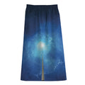 Light Blue Space Print Cotton Front Slit Maxi Skirt