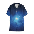 Light Blue Space Print Cotton Hawaiian Shirt