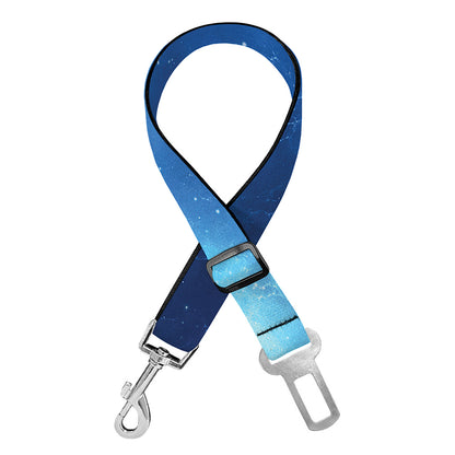Light Blue Space Print Dog Seat Belt