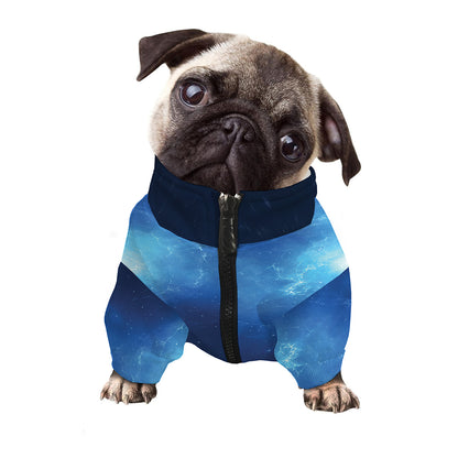 Light Blue Space Print Dog Zip Up Jacket