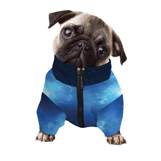 Light Blue Space Print Dog Zip Up Jacket