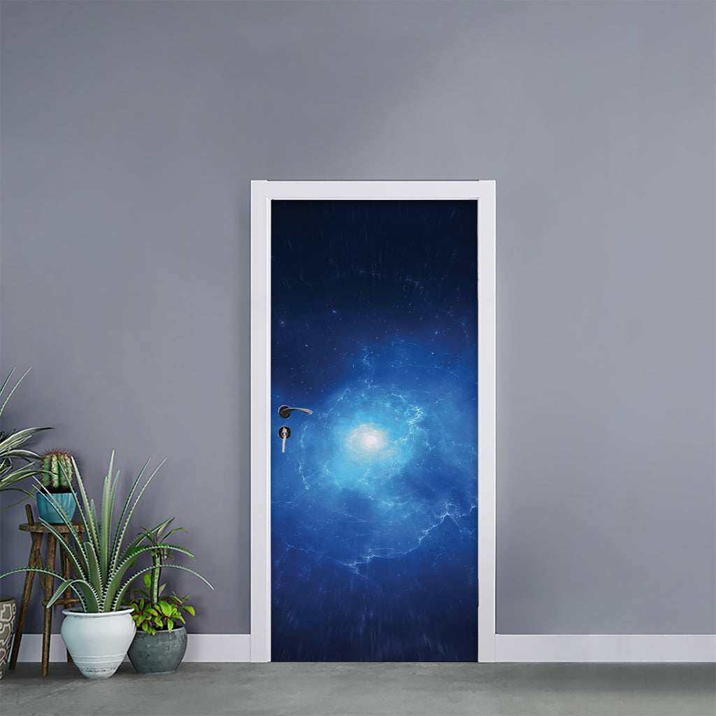 Light Blue Space Print Door Sticker