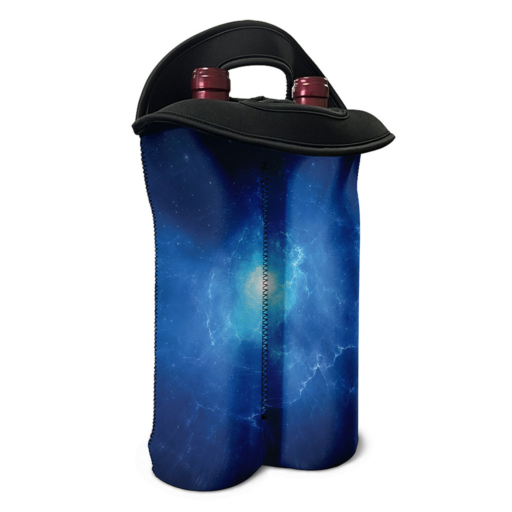 Light Blue Space Print Double Neoprene Wine Tote