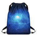 Light Blue Space Print Drawstring Backpack