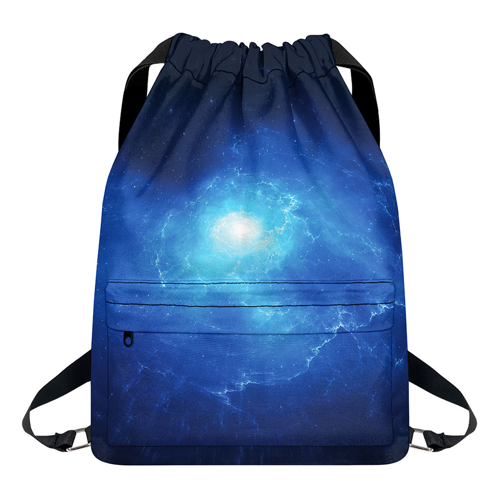 Light Blue Space Print Drawstring Backpack
