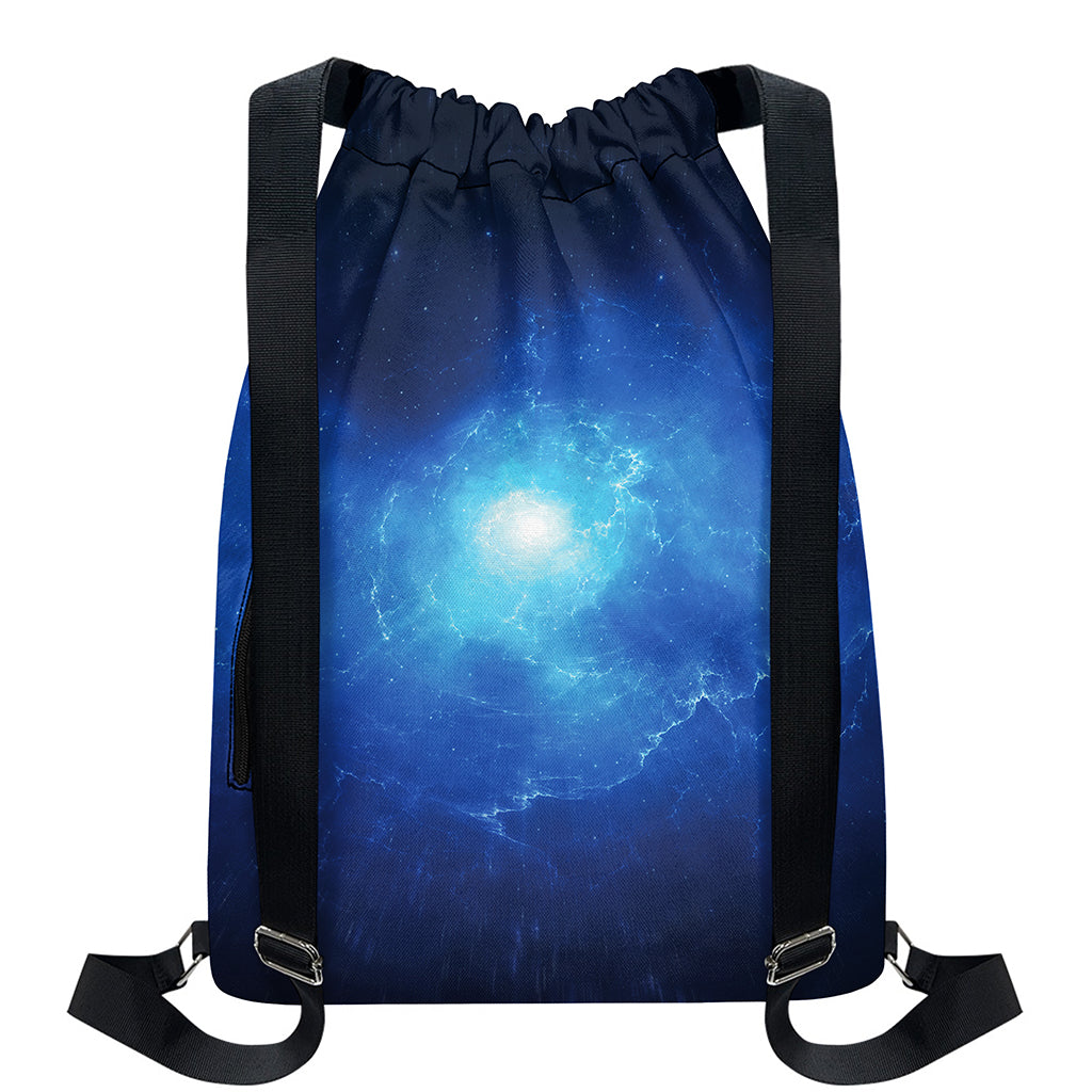 Light Blue Space Print Drawstring Backpack