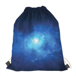 Light Blue Space Print Drawstring Bag