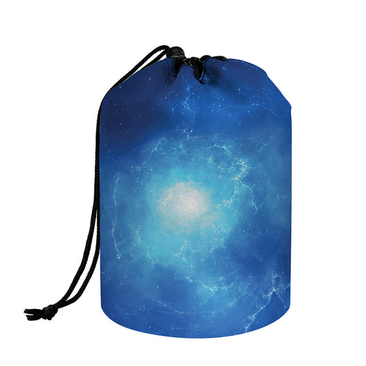 Light Blue Space Print Drawstring Makeup Bag