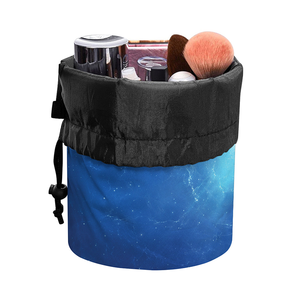 Light Blue Space Print Drawstring Makeup Bag