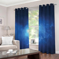 Light Blue Space Print Extra Wide Grommet Curtains