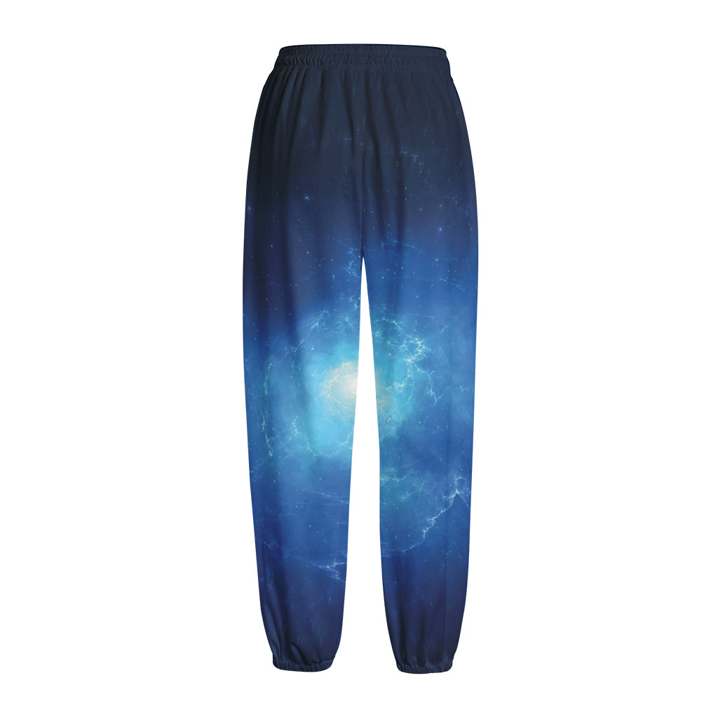 Light Blue Space Print Fleece Lined Knit Pants