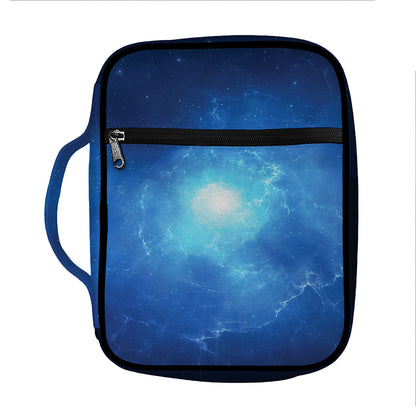 Light Blue Space Print Front Pocket Bible Bag