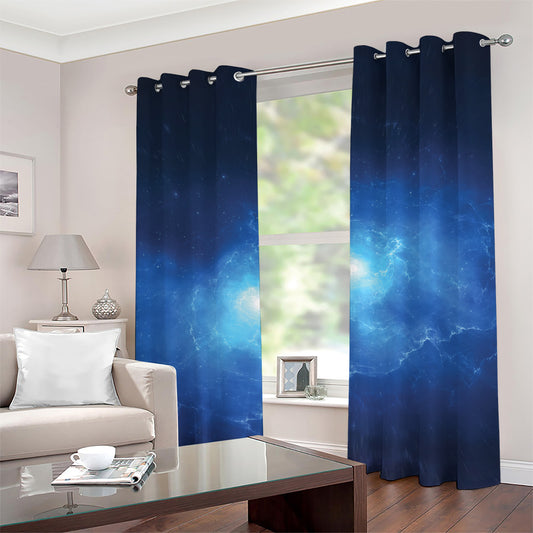 Light Blue Space Print Grommet Curtains