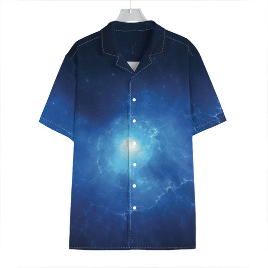 Light Blue Space Print Hawaiian Shirt
