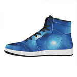 Light Blue Space Print High Top Leather Sneakers