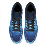 Light Blue Space Print High Top Leather Sneakers