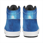 Light Blue Space Print High Top Leather Sneakers