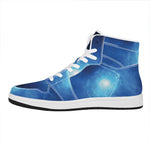 Light Blue Space Print High Top Leather Sneakers