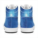 Light Blue Space Print High Top Leather Sneakers