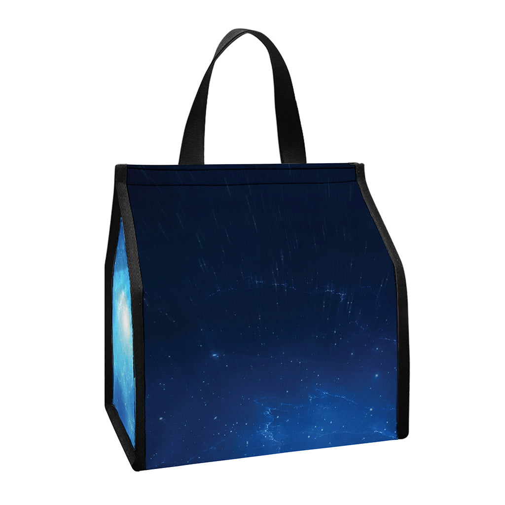 Light Blue Space Print Insulated Lunch Tote