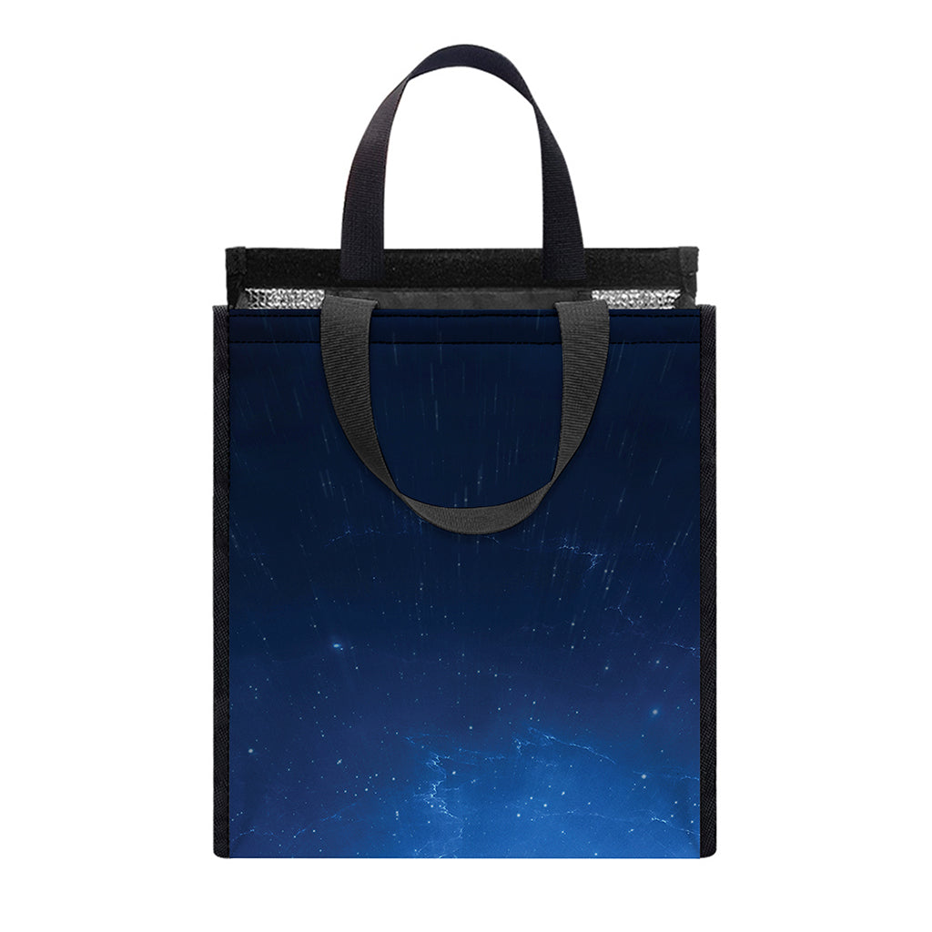 Light Blue Space Print Insulated Lunch Tote