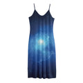 Light Blue Space Print Jersey Midi Cami Dress