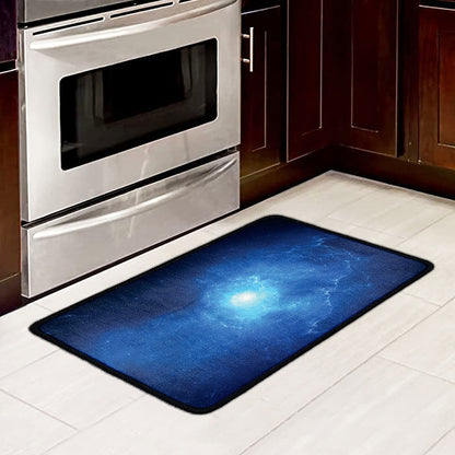 Light Blue Space Print Kitchen Mat
