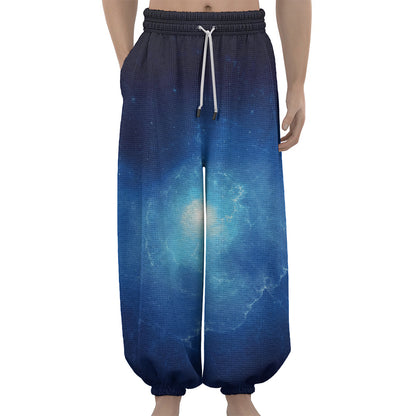 Light Blue Space Print Lantern Pants
