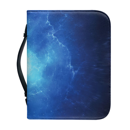 Light Blue Space Print Leather Bible Cover