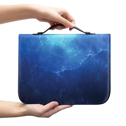 Light Blue Space Print Leather Bible Cover