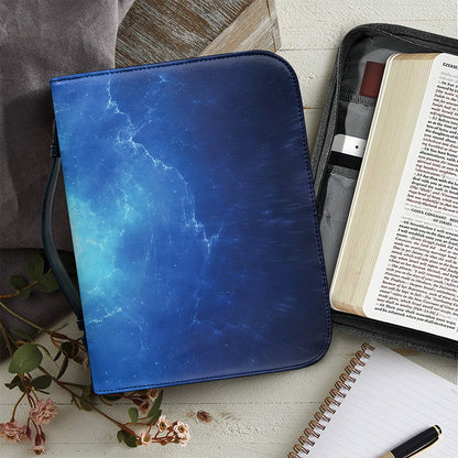 Light Blue Space Print Leather Bible Cover