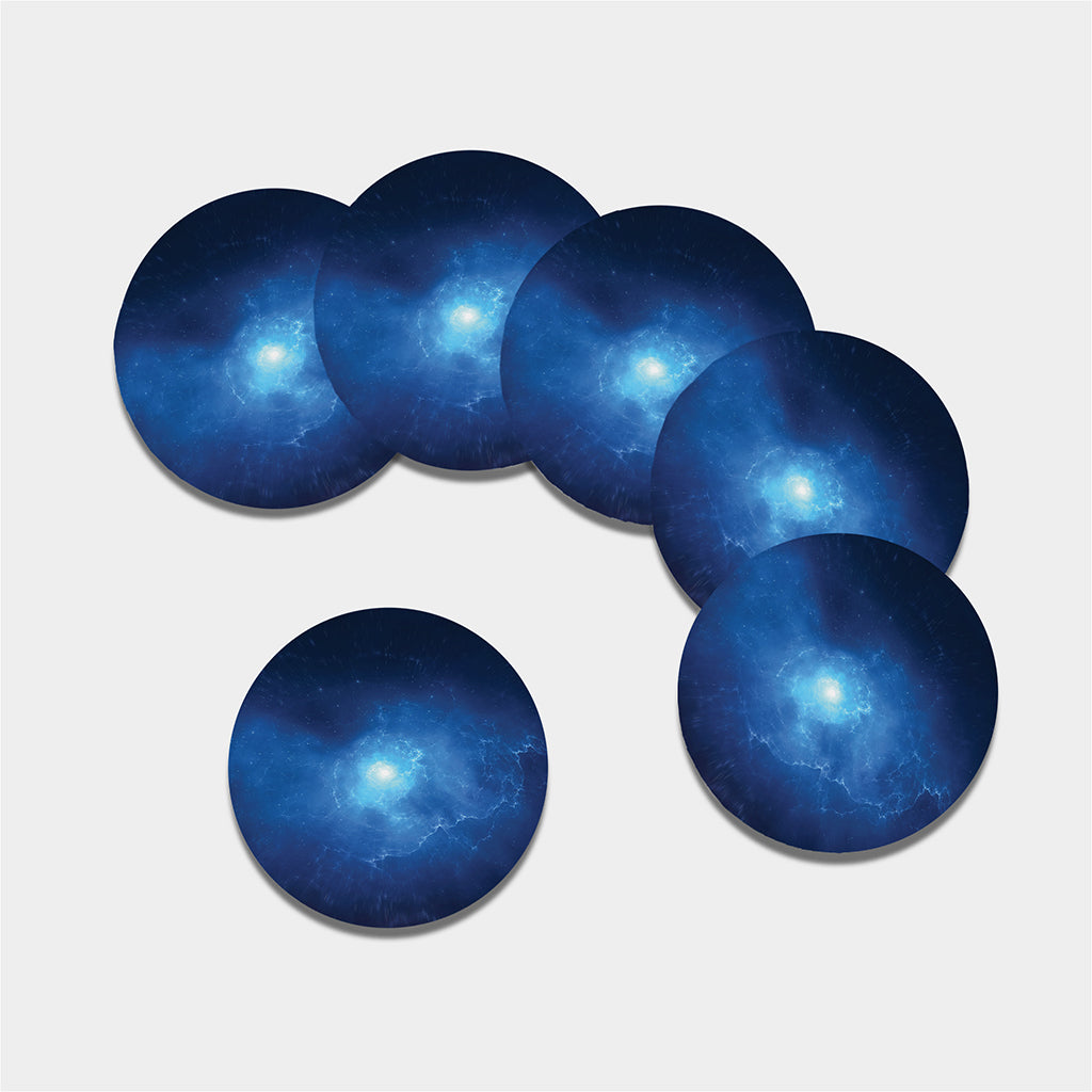 Light Blue Space Print Leather Coaster Set