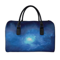 Light Blue Space Print Leather Duffel Bag