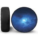 Light Blue Space Print Leather Spare Tire Cover
