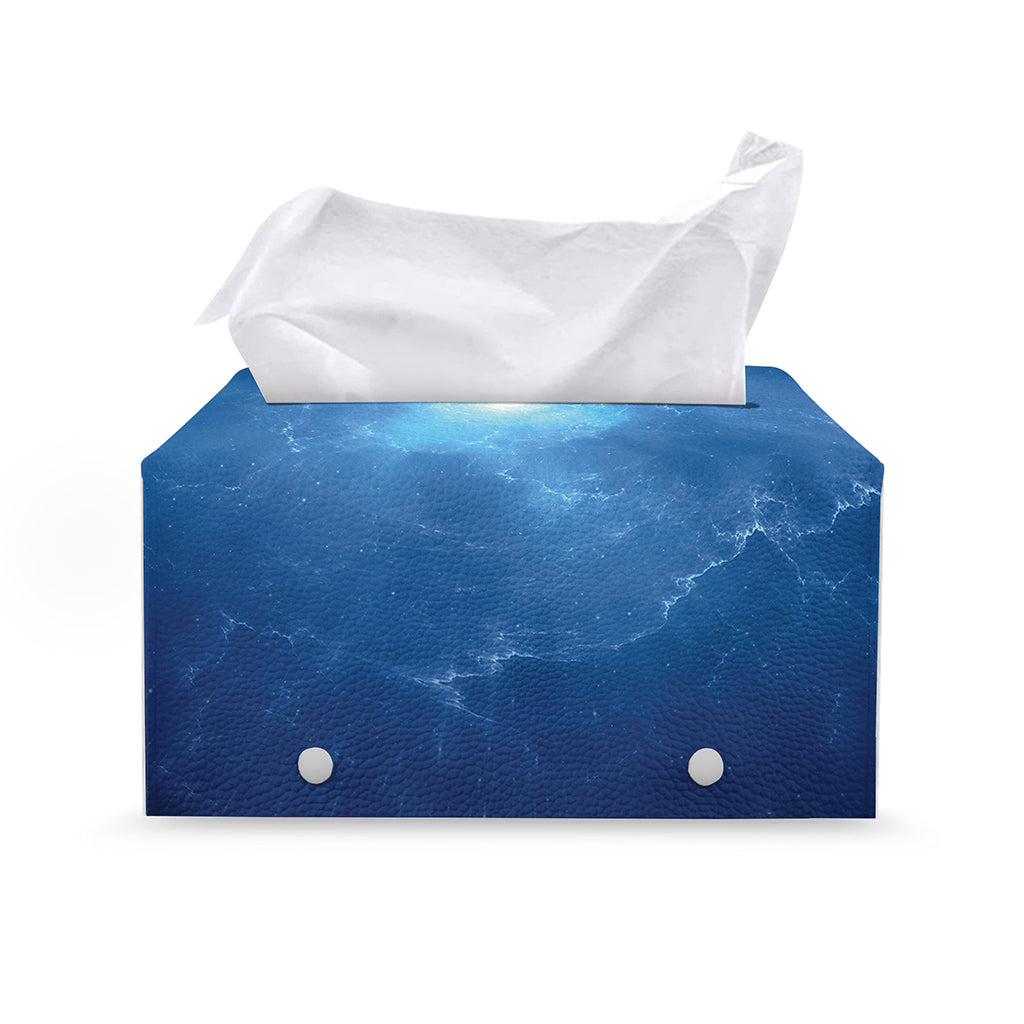 Light Blue Space Print Leather Tissue Box Cover