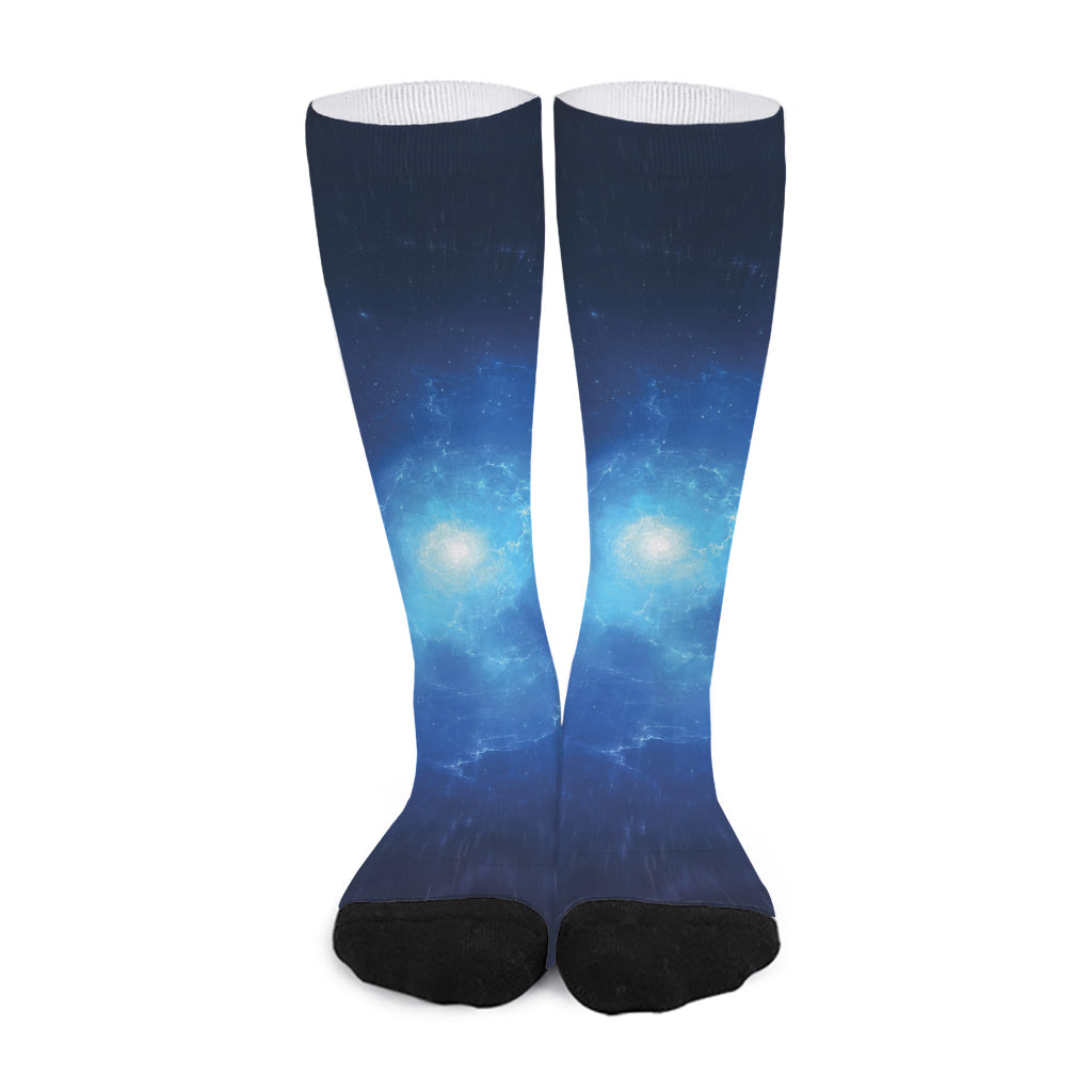 Light Blue Space Print Long Socks