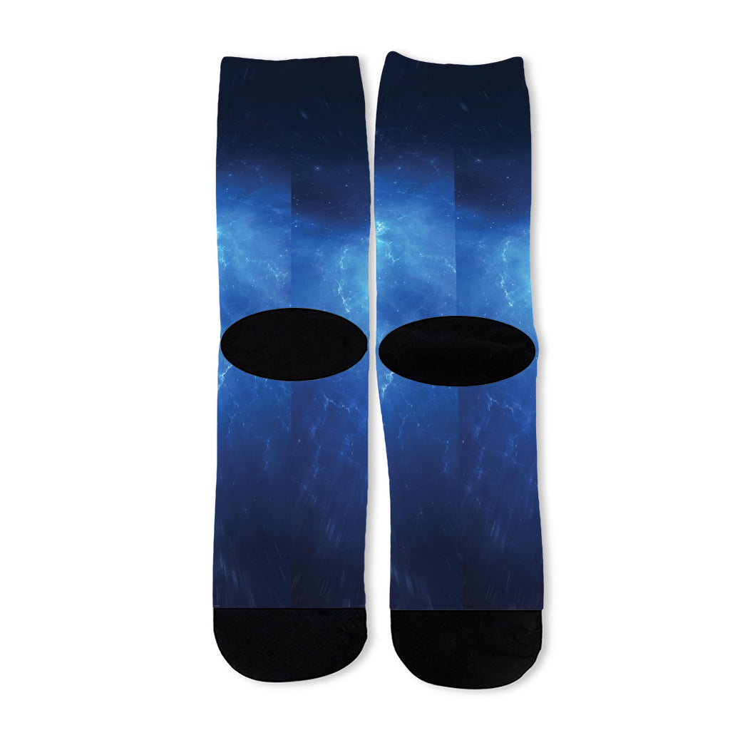 Light Blue Space Print Long Socks