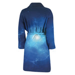 Light Blue Space Print Men's Bathrobe