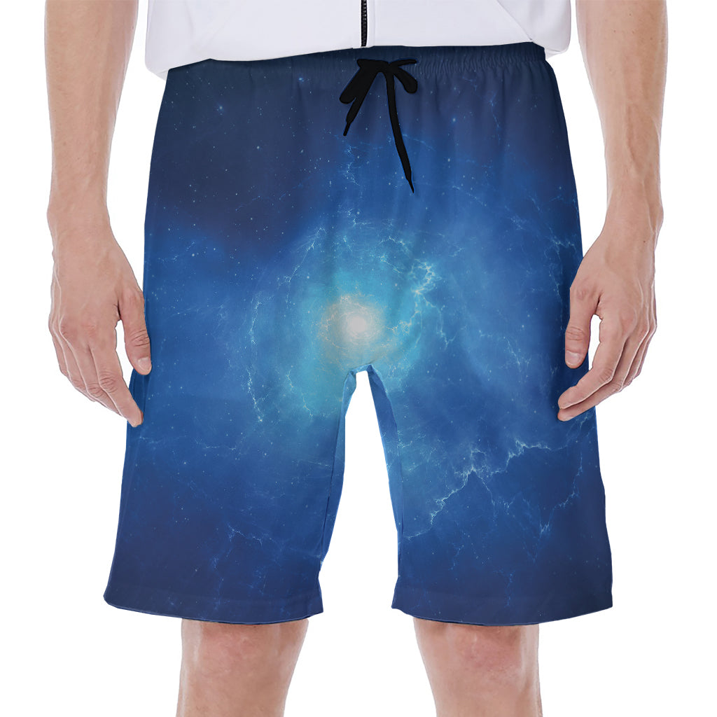 Light Blue Space Print Men's Beach Shorts