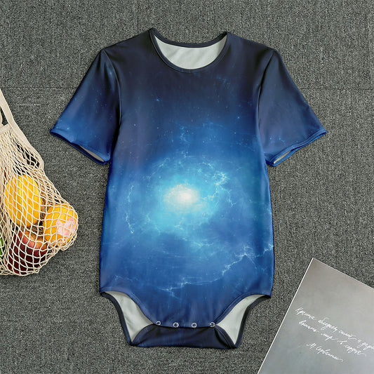 Light Blue Space Print Men's Bodysuit