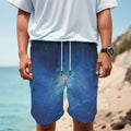 Light Blue Space Print Men's Cargo Shorts