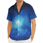 Light Blue Space Print Men's Deep V-Neck Shirt