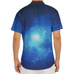 Light Blue Space Print Men's Deep V-Neck Shirt