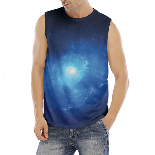 Light Blue Space Print Men's Fitness Tank Top