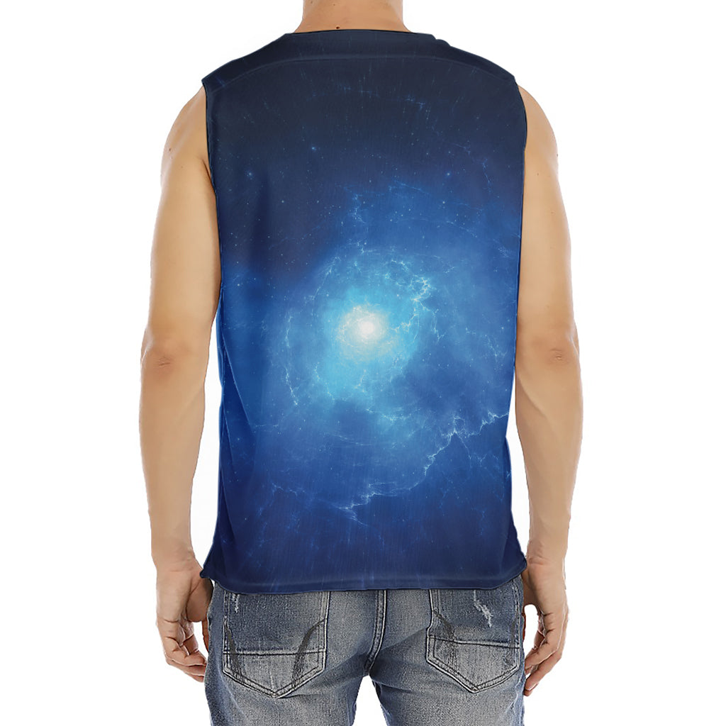 Light Blue Space Print Men's Fitness Tank Top