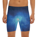 Light Blue Space Print Men's Long Boxer Briefs