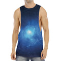 Light Blue Space Print Men's Muscle Tank Top