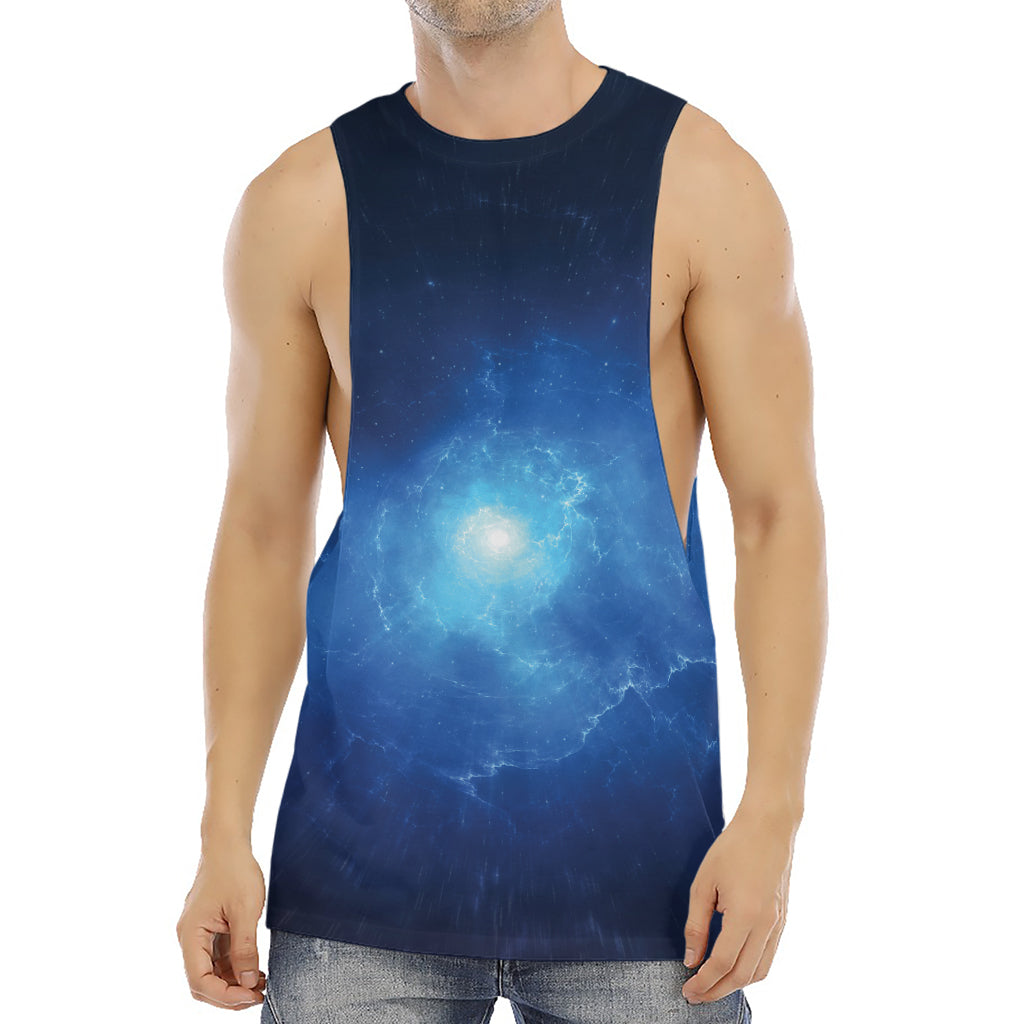 Light Blue Space Print Men's Muscle Tank Top